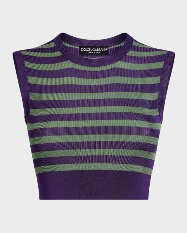 Striped Rib Crop Tank Top